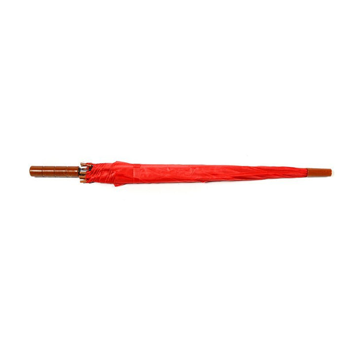 Red Plain Cheap Jollybrolly Umbrella Flat Lay Closed