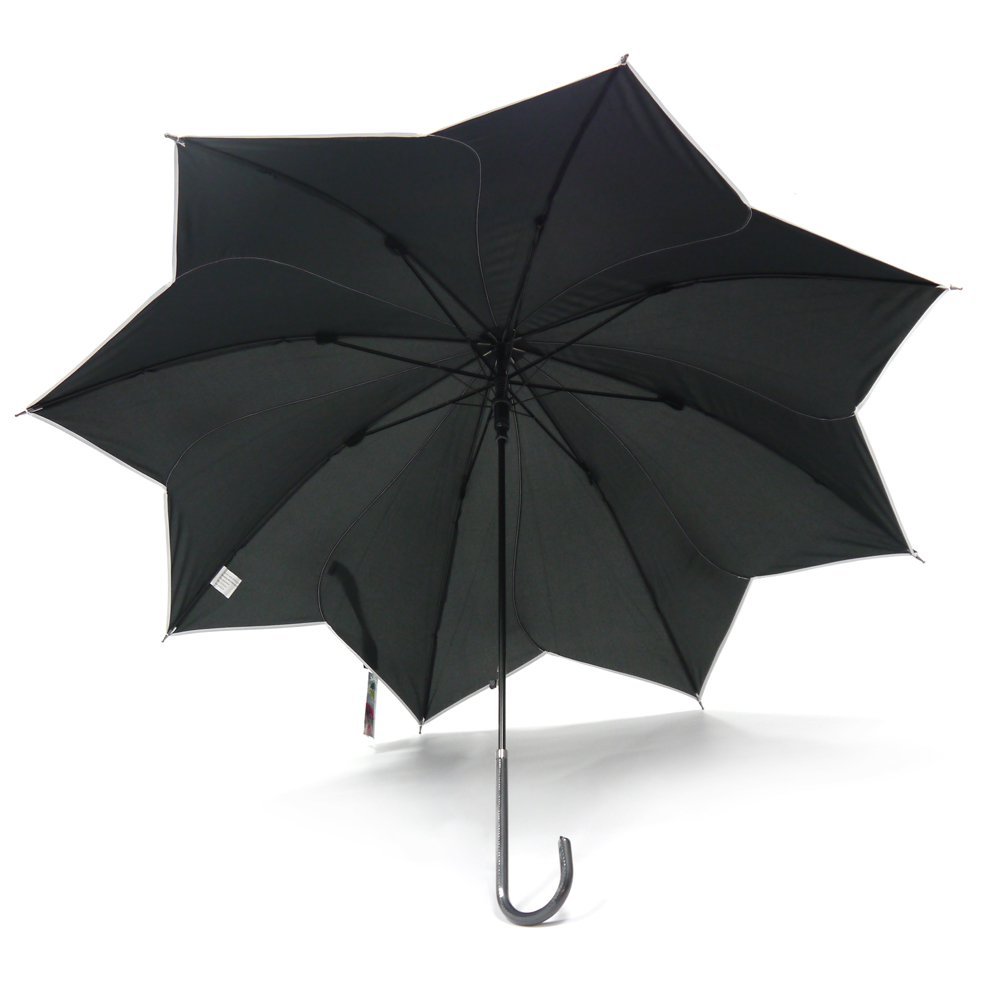 Black with White Swirl Ladies Walking Umbrella