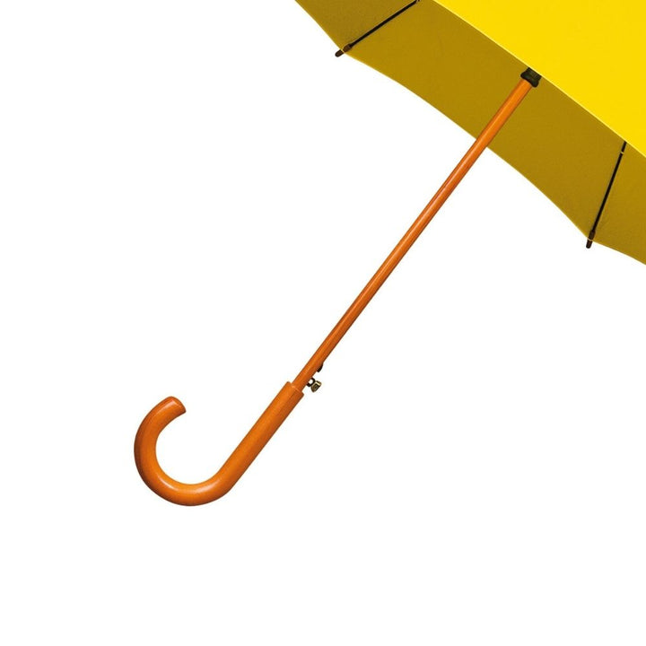 Bright Yellow Wood Stick Walking Umbrella Side Canopy
